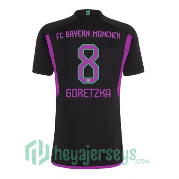 Bayern Munich (Goretzka 8) Soccer Jerseys Away Black 2023/2024