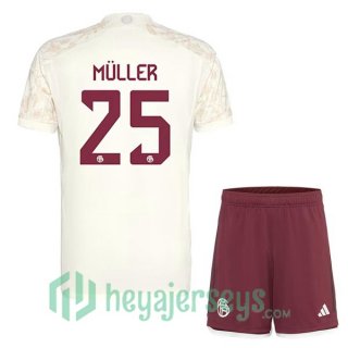 Bayern Munich (Müller 25) Kids Soccer Jerseys Third Yellow 2023/2024
