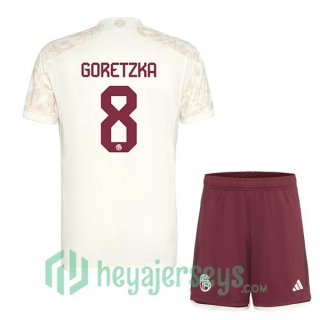 Bayern Munich (Goretzka 8) Kids Soccer Jerseys Third Yellow 2023/2024