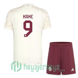 Bayern Munich (Kane 9) Kids Soccer Jerseys Third Yellow 2023/2024
