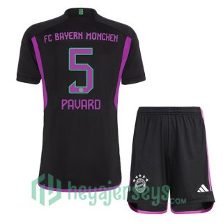 Bayern Munich (Pavard 5) Kids Soccer Jerseys Away Black 2023/2024