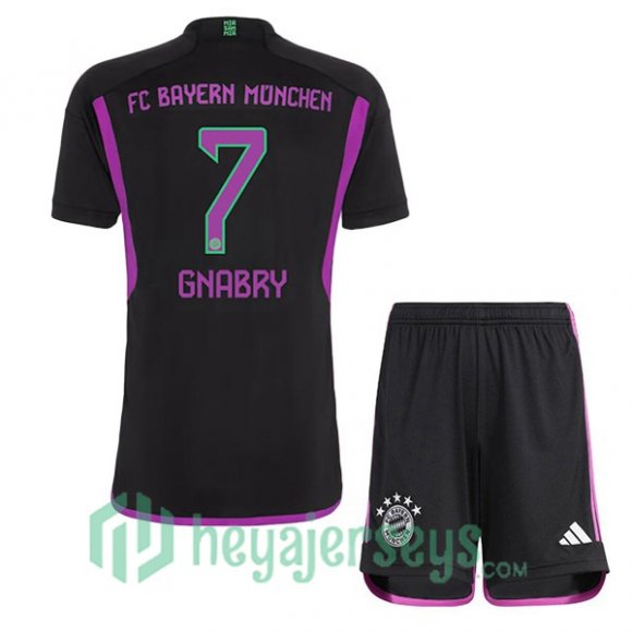 Bayern Munich (Gnabry 7) Kids Soccer Jerseys Away Black 2023/2024