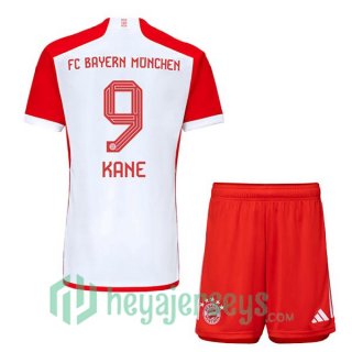 Bayern Munich (Kane 9) Kids Soccer Jerseys Home White Red 2023/2024