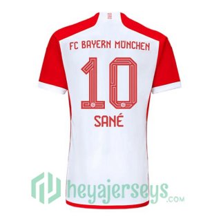 Bayern Munich (Sané 10) Soccer Jerseys Home White Red 2023/2024