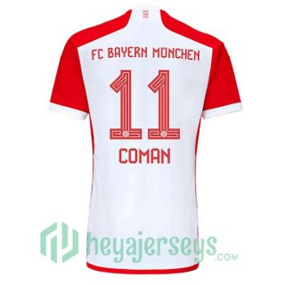 Bayern Munich (Coman 11) Soccer Jerseys Home White Red 2023/2024