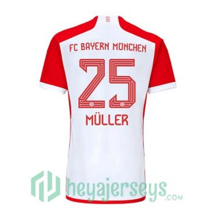 Bayern Munich (Müller 25) Soccer Jerseys Home White Red 2023/2024