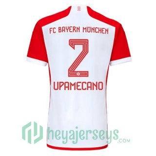Bayern Munich (Upamecano 2) Soccer Jerseys Home White Red 2023/2024