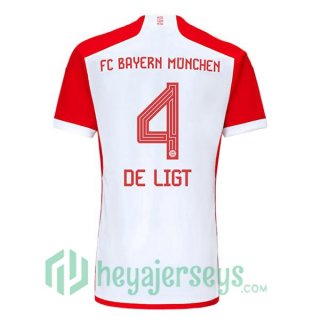 Bayern Munich (de Ligt 4) Soccer Jerseys Home White Red 2023/2024