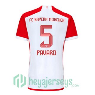 Bayern Munich (Pavard 5) Soccer Jerseys Home White Red 2023/2024