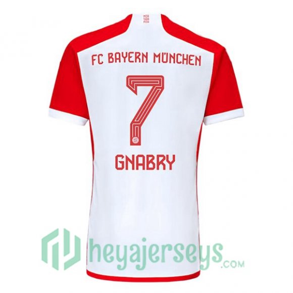 Bayern Munich (Gnabry 7) Soccer Jerseys Home White Red 2023/2024