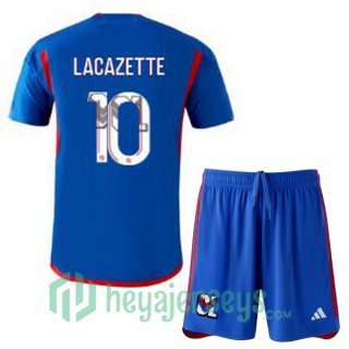 Olympique Lyonnais (LACAZETTE 10) Kids Soccer Jerseys Away Blue 2023/2024