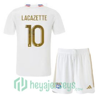 Olympique Lyonnais (LACAZETTE 10) Kids Soccer Jerseys Home White 2023/2024