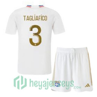 Olympique Lyonnais (TAGLIAFICO 3) Kids Soccer Jerseys Home White 2023/2024