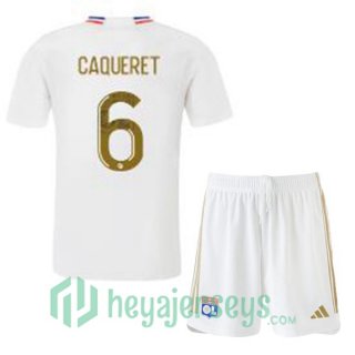 Olympique Lyonnais (CAQUERET 6) Kids Soccer Jerseys Home White 2023/2024