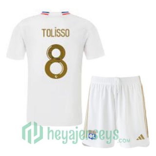 Olympique Lyonnais (TOLISSO 8) Kids Soccer Jerseys Home White 2023/2024