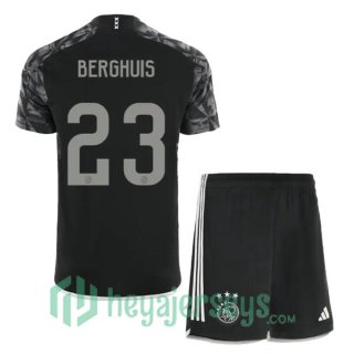 AFC Ajax (Berghuis 23) Kids Kids Soccer Jerseys Third Black 2023/2024
