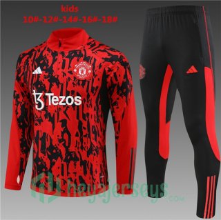 Training Jacket Manchester United Kids Red Black 2023/2024