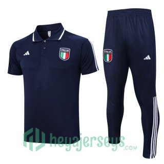 Italy Soccer Polo + Pants Blue Royal 2023/2024