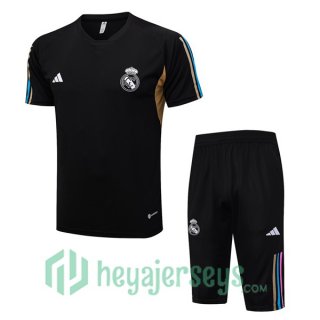 Real Madrid Training T Shirt + Shorts Black 2023/2024