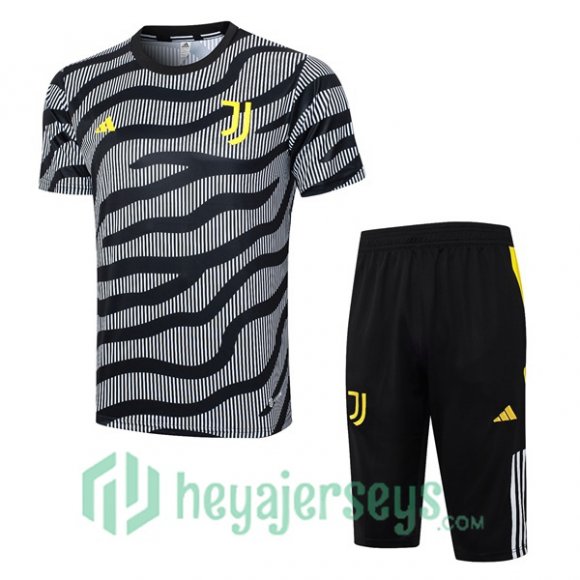 Juventus Training T Shirt + Shorts Black 2023/2024