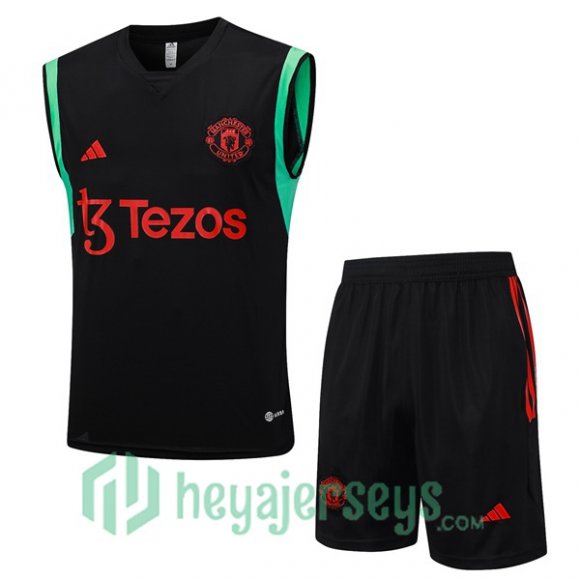 Manchester United Soccer Vest + Shorts Black 2023/2024