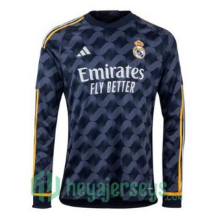 Real Madrid Soccer Jerseys Away Long Sleeve Blue Royal 2023/2024