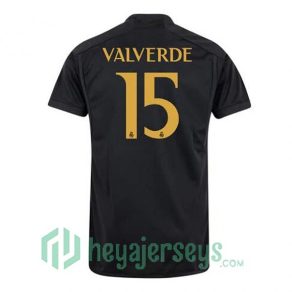 Real Madrid (Valverde 15) Soccer Jerseys Third Black 2023/2024