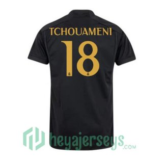 Real Madrid (Tchouameni 18) Soccer Jerseys Third Black 2023/2024