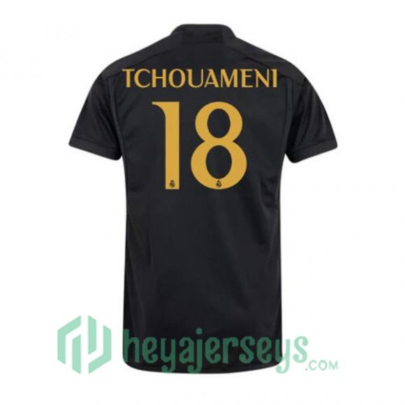 Real Madrid (Tchouameni 18) Soccer Jerseys Third Black 2023/2024