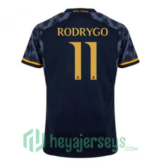 Real Madrid (Rodrygo 11) Soccer Jerseys Away Blue Royal 2023/2024