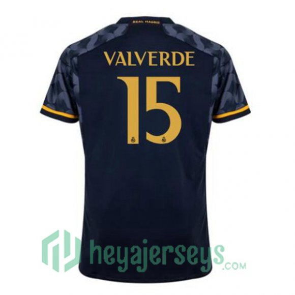 Real Madrid (Valverde 15) Soccer Jerseys Away Blue Royal 2023/2024