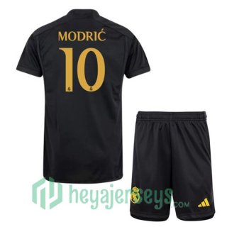 Real Madrid (Modrić 10) Kids Soccer Jerseys Third Black 2023/2024