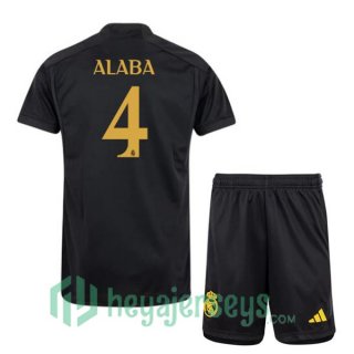 Real Madrid (Alaba 4) Kids Soccer Jerseys Third Black 2023/2024