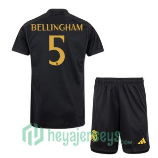 Real Madrid (Bellingham 5) Kids Soccer Jerseys Third Black 2023/2024