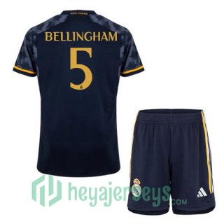 Real Madrid (Bellingham 5) Kids Soccer Jerseys Away Blue Royal 2023/2024