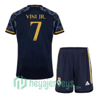 Real Madrid (Vini Jr. 7) Kids Soccer Jerseys Away Blue Royal 2023/2024