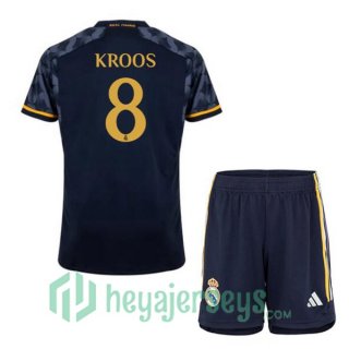 Real Madrid (Kroos 8) Kids Soccer Jerseys Away Blue Royal 2023/2024