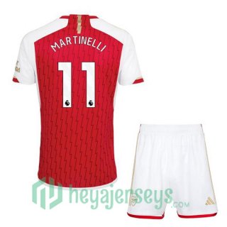 Arsenal (MARTINELLI 11) Kids Soccer Jerseys Home Red White 2023/2024