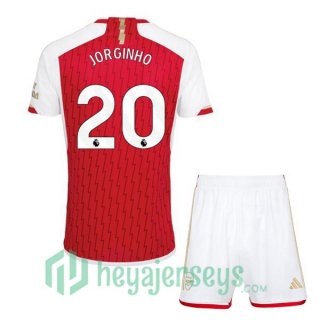 Arsenal (JORGINHO 20) Kids Soccer Jerseys Home Red White 2023/2024