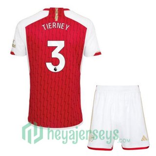 Arsenal (TIERNEY 3) Kids Soccer Jerseys Home Red White 2023/2024