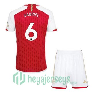 Arsenal (GABRIEL 6) Kids Soccer Jerseys Home Red White 2023/2024