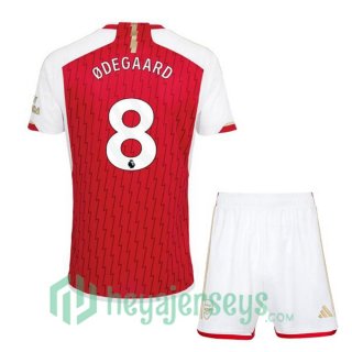 Arsenal (ØDEGAARD 8) Kids Soccer Jerseys Home Red White 2023/2024