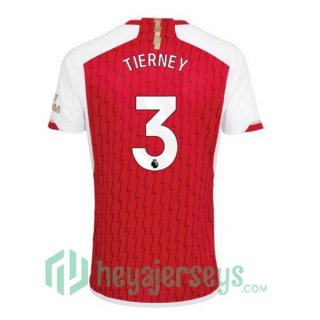 Arsenal (TIERNEY 3) Soccer Jerseys Home Red White 2023/2024
