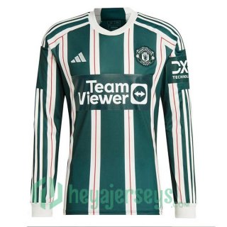 Manchester United Soccer Jerseys Away Long Sleeve Green 2023/2024