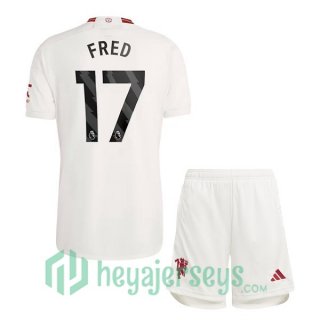 Manchester United (Fred 17) Kids Soccer Jerseys Third White 2023/2024