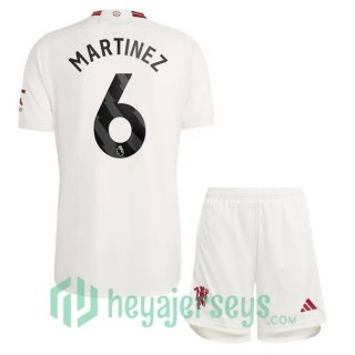 Manchester United (Martinez 6) Kids Soccer Jerseys Third White 2023/2024