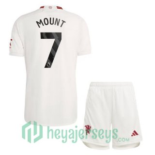 Manchester United (Mount 7) Kids Soccer Jerseys Third White 2023/2024