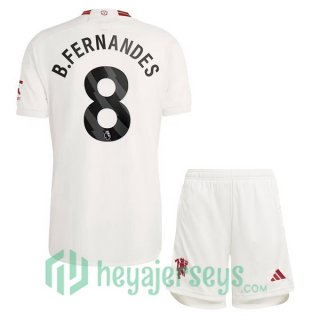 Manchester United (B.Fernandes 8) Kids Soccer Jerseys Third White 2023/2024