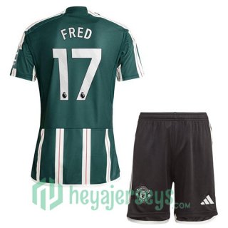 Manchester United (Fred 17) Kids Soccer Jerseys Away Green 2023/2024