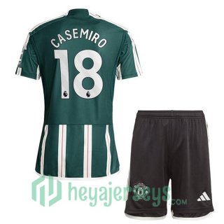 Manchester United (Casemiro 18) Kids Soccer Jerseys Away Green 2023/2024